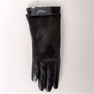 New J. Crew Cashmere Lined Black Leather Gloves Size S